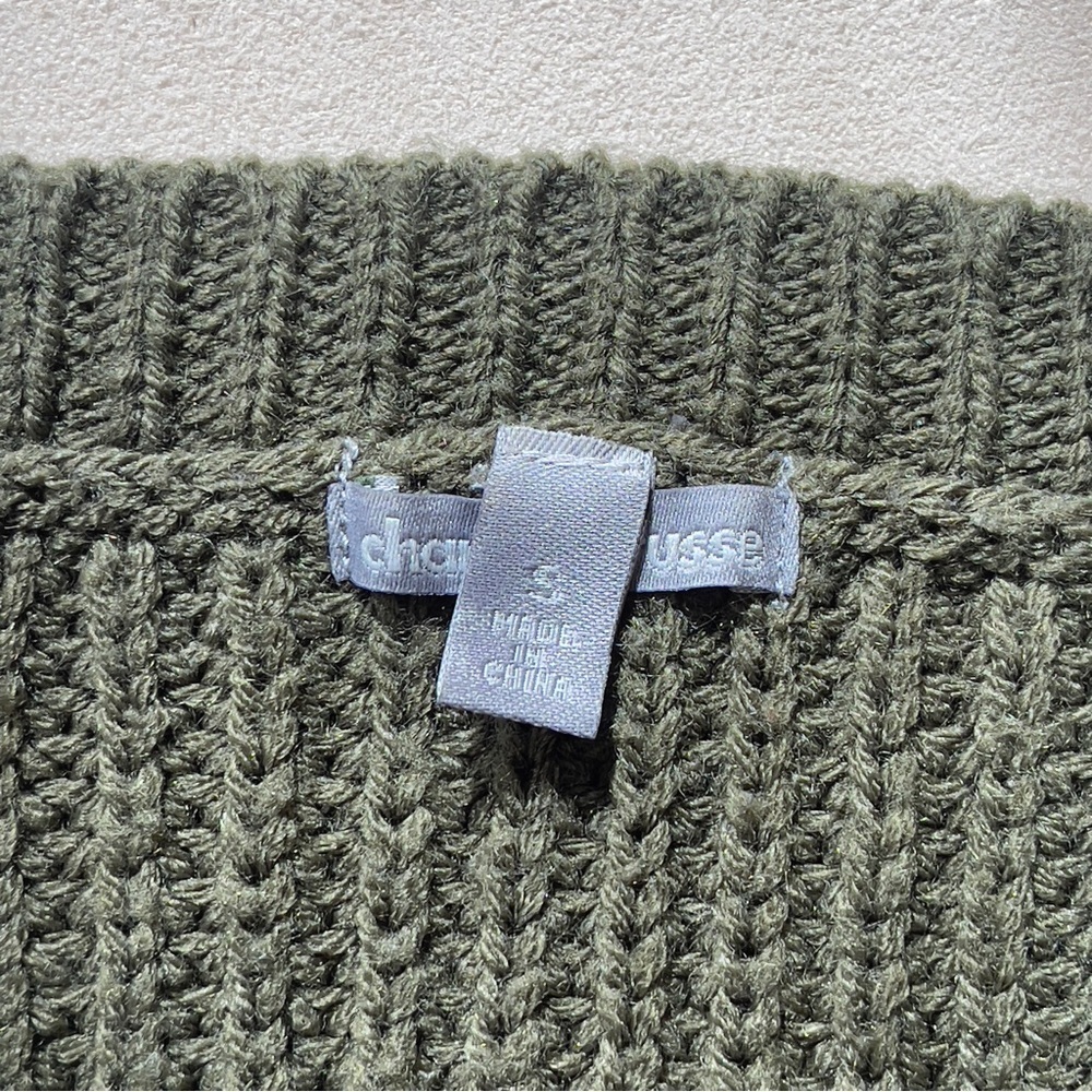 Charlotte Russe Olive Green Cropped Sweater Zip Sleeve Small - Picture 6 of 7